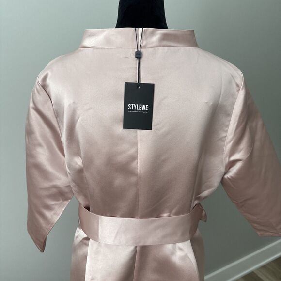 NWT Women's Midi sz 16/18 Dress Wedding Formal Party Stand Collar Satin MSRP$85 - Picture 11 of 14